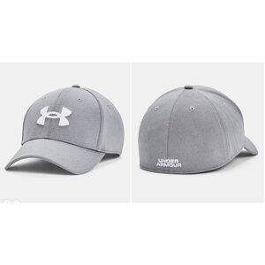 Men's Under Armour Blitzing Baseball Cap 1376700 UA Gray/White Fitted M/L Hat